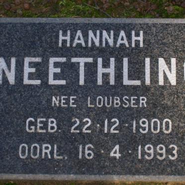 NEETHLING Hanna nee LOUBSER 1900-1993