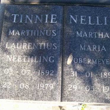 NEETHLING Marthinus Laurentius 1892-1979 &amp; Martha Maria OBERMEYER 1892-1980
