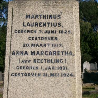 NEETHLING Marthinus Laurentius 1825-1913 &amp; Anna Margaretha NEETHLING 1831-1924