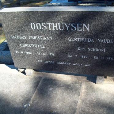 OOSTHUYSEN Jacobus Christiaan Christoffel 1890-1971 &amp; Gertruida Naude SCHOON 1893-1971