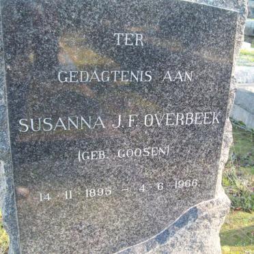 OVERBEEK Susanna J.F. nee GOOSEN 1896-1966
