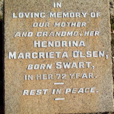 OLSEN Hendrina Margrieta nee SWART