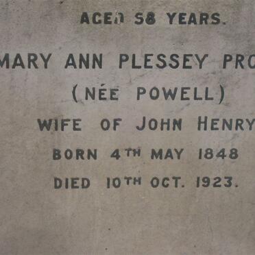 PROWSE Mary Ann Plessey nee POWELL 1848-1923