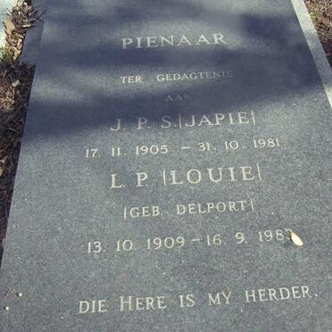 PIENAAR J.P.S. 1905-1981 &amp; L.P. DELPORT 1909-1983