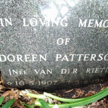PATTERSON Doreen nee VAN DER RIET 1907-1982
