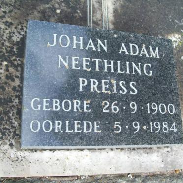 PREISS Jojan Adam Neethling 1900-1984