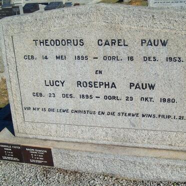 PAUW Theodorus Carel 1895-1953 &amp; Lucy Rosepha 1895-1980