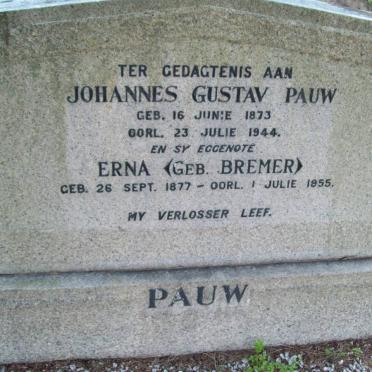 PAUW Johannes Gustav 1873-1944 &amp; Erna BREMER 1877-1955