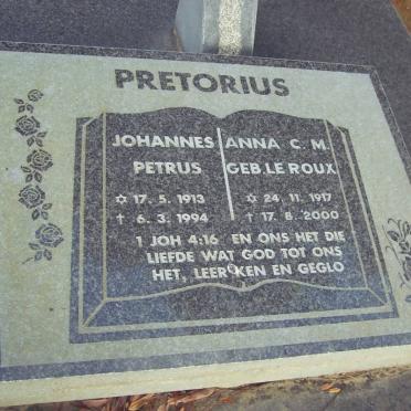 PRETORIUS Johannes Petrus 1913-1994 &amp; Anna C.M. LE ROUX 1917-2000
