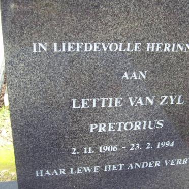 PRETORIUS Lettie van Zyl 1906-1994