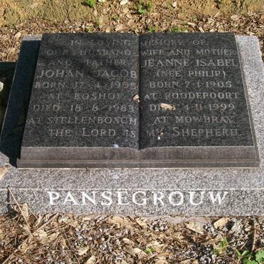 PANSEGROUW Johan Jacob 1905-1983 &amp; Jeanne Isabel PHILIP 1905-1999