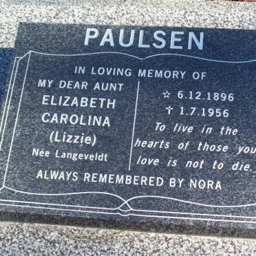 PAULSEN Elizabeth Carolina nee LANGEVELDT 1896-1956