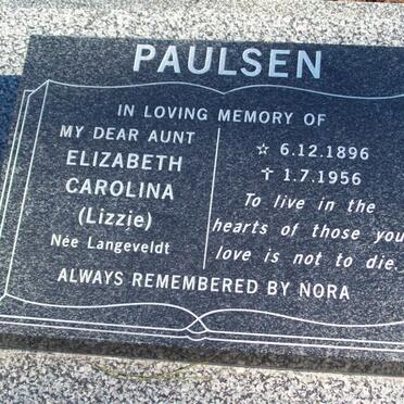 PAULSEN Elizabeth Carolina nee LANGEVELDT 1896-1956