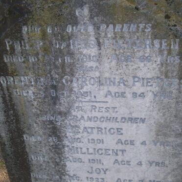 PIETERSE Philip James -1910 &amp; Florentina Carolina -1931