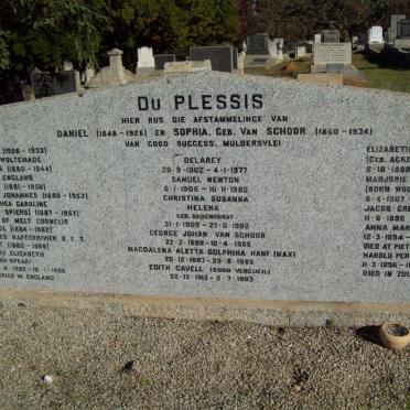 PLESSIS Daniel, du 1848-1926 &amp; Sophia VAN SCHOOR 1960-1934