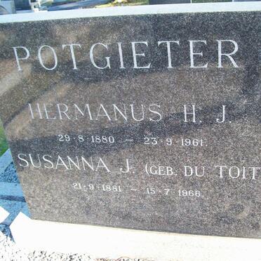 POTGIETER Hermanus H.J. 1880-1961 &amp; Susanna J. DU TOIT 1881-1966