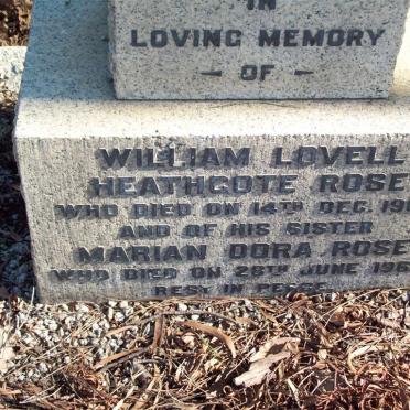 ROSE William Lovell Heathcote -1966 :: ROSE Marian Dora -1967