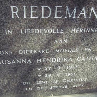 RIEDEMANN Susanna Hendrika Catharina 1912-1981