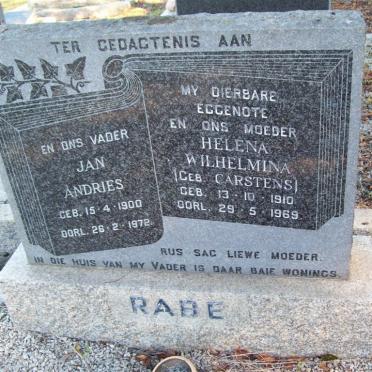 RABE Jan Andries 1900-1972 &amp; Helena Wilhelmina CARSTENS 1910-1969