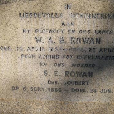 ROWAN W.A.B. 1867-1943 &amp; S.E. JOUBERT 1866-1957