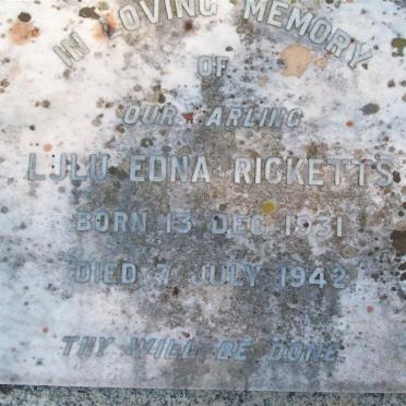 RICKETTS Lulu Edna 1931-1942
