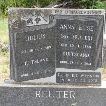 REUTER Julius 1889-1964 &amp; Anna Elise MULLER 1888-1964