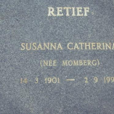 RETIEF Susanna Catherina nee MOMBERG 1901-1990
