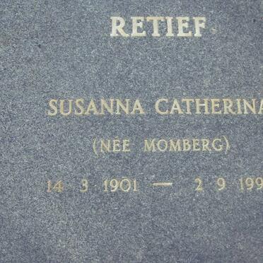 RETIEF Susanna Catherina nee MOMBERG 1901-1990