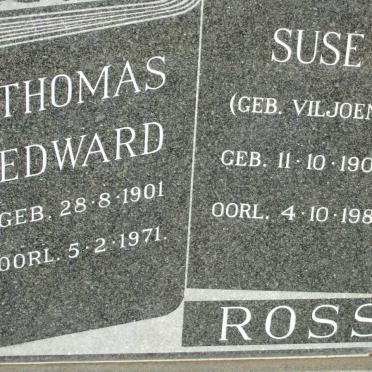 ROSS Thomas Edward 1901-1971 &amp; Susie VILJOEN 1906-1982