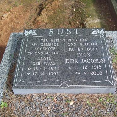 RUST Dirk Jacobus 1918-2003 &amp; Elsie FIVAZ 1922-1993