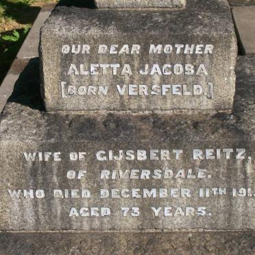 REITZ Aletta Jacoba nee VERSFELD -1915