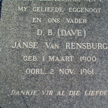 RENSBURG D.B., Janse van 1900-1961