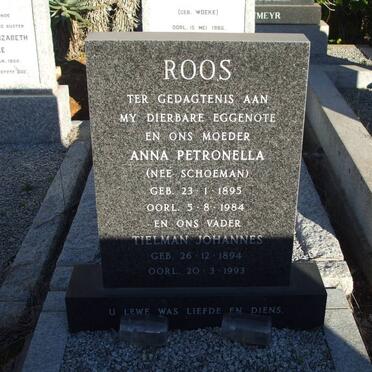ROOS Tielman Johannes 1894-1993 &amp; Anna Petronella SCHOEMAN 1895-1984