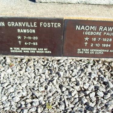 RAWSON John Granville Voster 1920-1993 &amp; Naomi PAUW 1928-1994