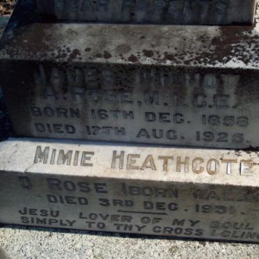 ROSE James Wilmot A.1858-1925 &amp; Mimie Heathcote D. WALLIS -1931