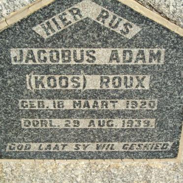 ROUX Jacobus Adam 1920-1939