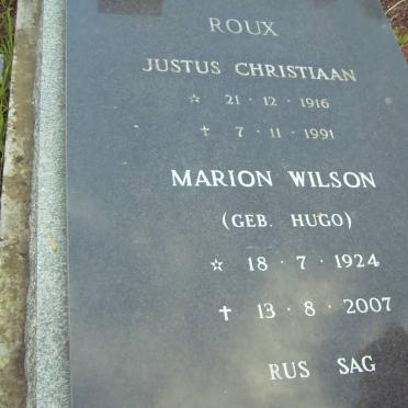 ROUX Justus Christaan 1916-1991 &amp; Marion Wilson HUGO 1924-2007