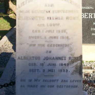 ROUX Albertus Johannes 1849-1939 &amp; Elizabeth Maria LOUW 1856-1918