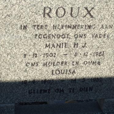 ROUX Manie H.J. 1902-1981 &amp; Louisa 1905-1982