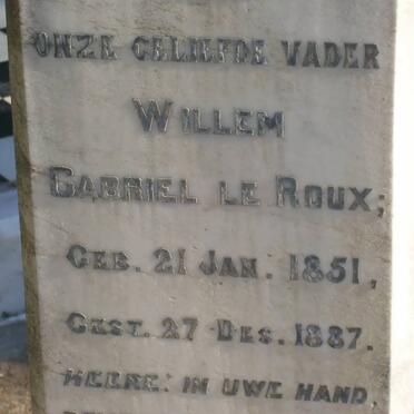 ROUX Willem Gabriel, le 1851-1887 &amp; Johanna Cornelia BURNARD -1928