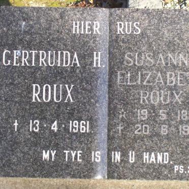 ROUX Gertruida H. -1961 :: ROUX Susanna Elizabeth 1894-1994