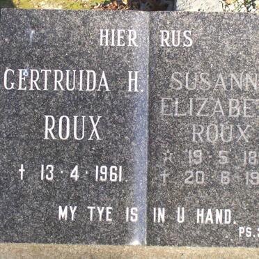 ROUX Gertruida H. -1961 :: ROUX Susanna Elizabeth 1894-1994