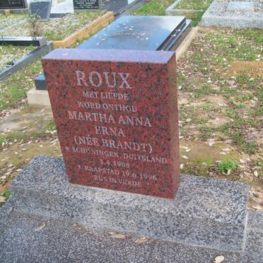 ROUX Martha Anna Erna, le nee BRANDT 1908-1996