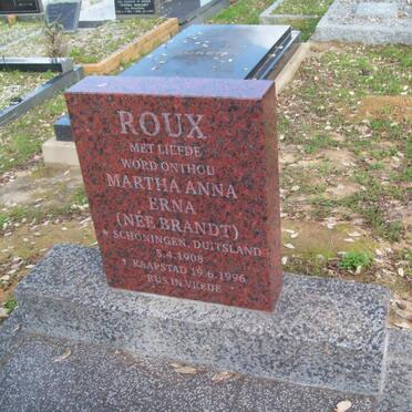 ROUX Martha Anna Erna, le nee BRANDT 1908-1996