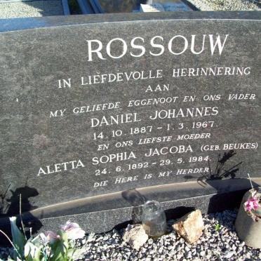 ROSSOUW Daniel Johannes 1887-1967 &amp; Aletta Sophia Jacoba BEUKES 1892-1984