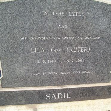 SADIE Lila nee TRUTER 1918-1962