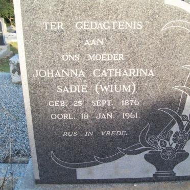 SADIE Johanna Catharina nee WIUM 1876-1961