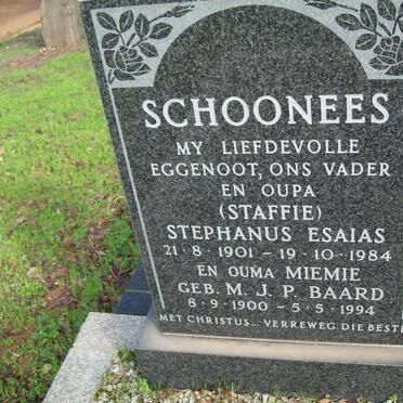 SCHOONEES Stephanus Esaias 1901-1984 &amp; M.J.P. BAARD 1900-1994