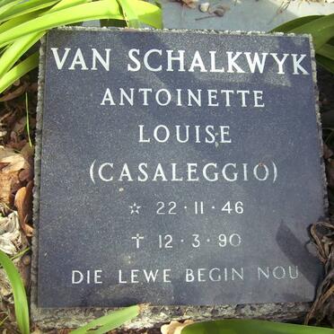 SCHALKWYK Antionette Louise, van nee CASALEGGIO 1946-1990