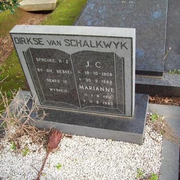 SCHALKWYK J.C., dirkse van 1908-1988 &amp; Marianne 1911-1993